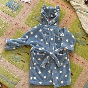Mini Boden Light Blue and White Hooded Robe